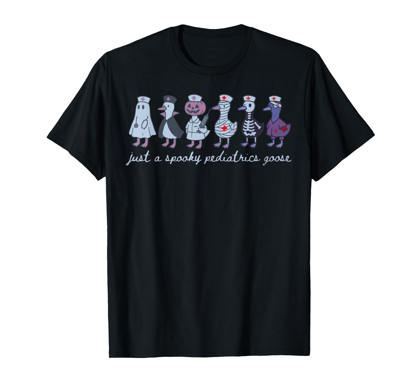 Cute Goose Nurse Halloween Costume Ghost Pumpkin Witch T-Shirt
