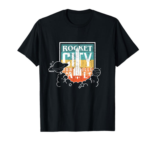 Huntsville Rocket City Alabama Space Moon Retro Aerospace T-Shirt
