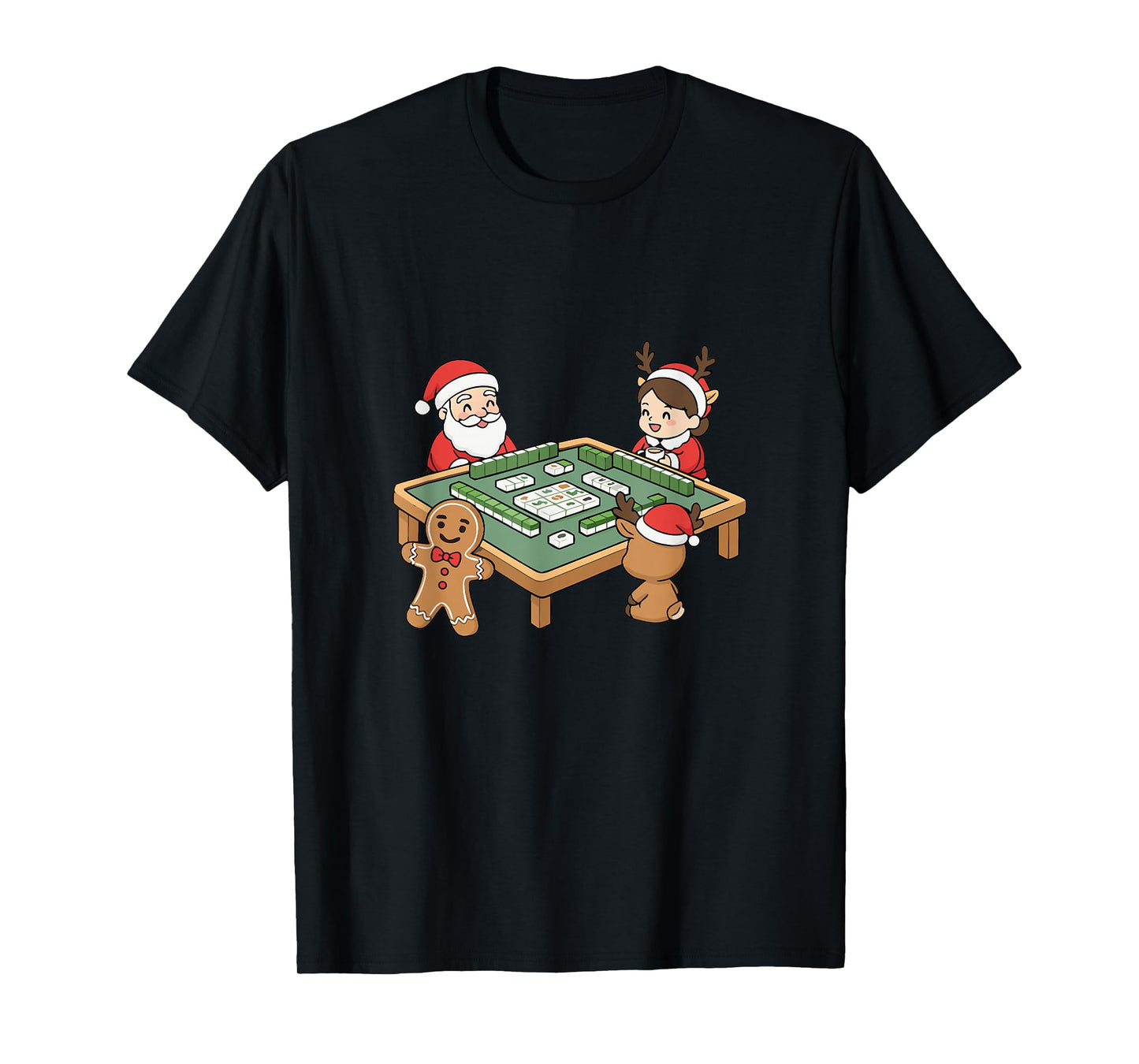 Christmas Mahjong Santa Reindeer Gingerbread T-Shirt
