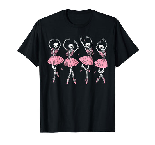 Skeleton Ballerinas Ballet Dance Cute Girl Halloween Costume T-Shirt
