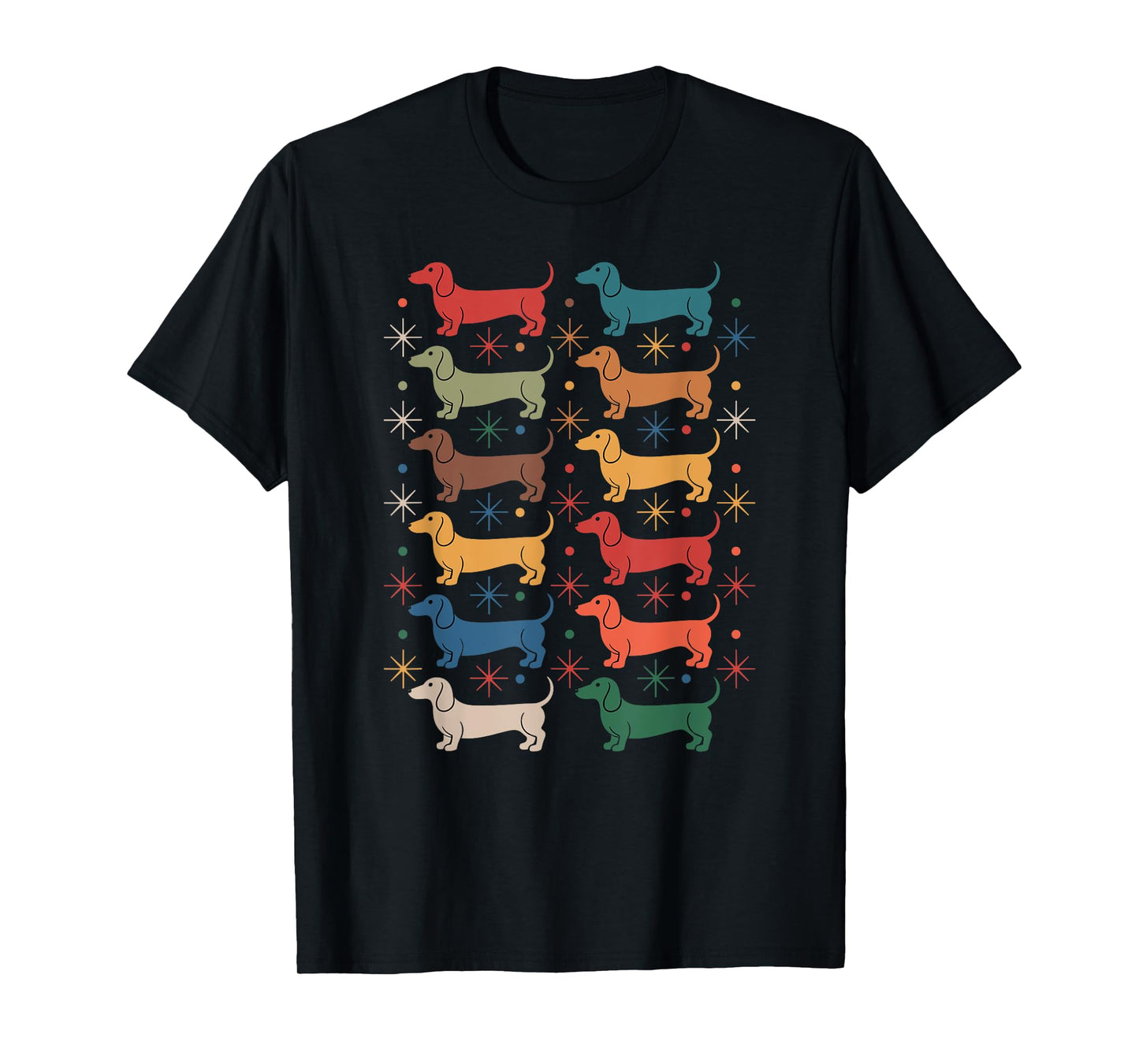 Retro Vintage Mid-Century Modern Style Dachshund Dogs T-Shirt