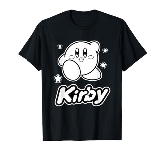 Kirby Stars Black & White Big Character Portrait T-Shirt