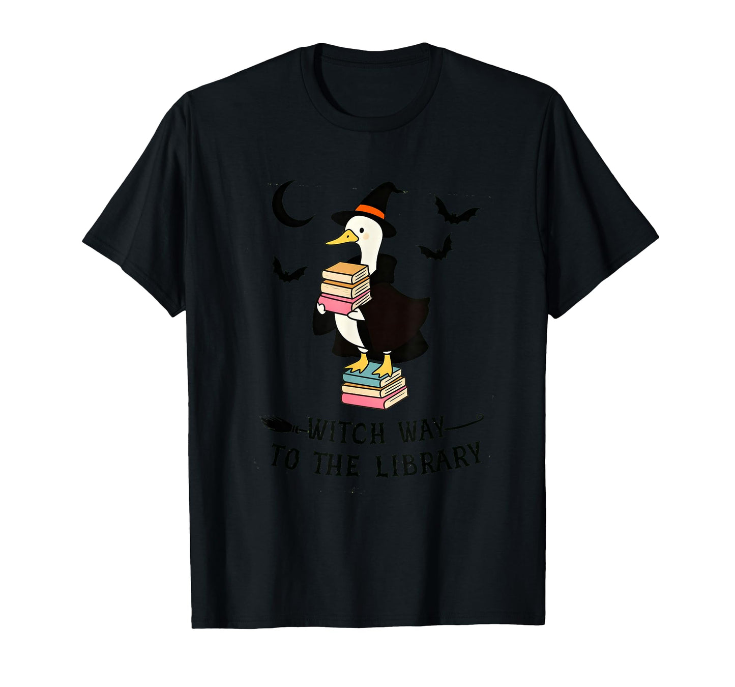 Book Halloween, Duck for Halloween Librarian, Witch Way to T-Shirt