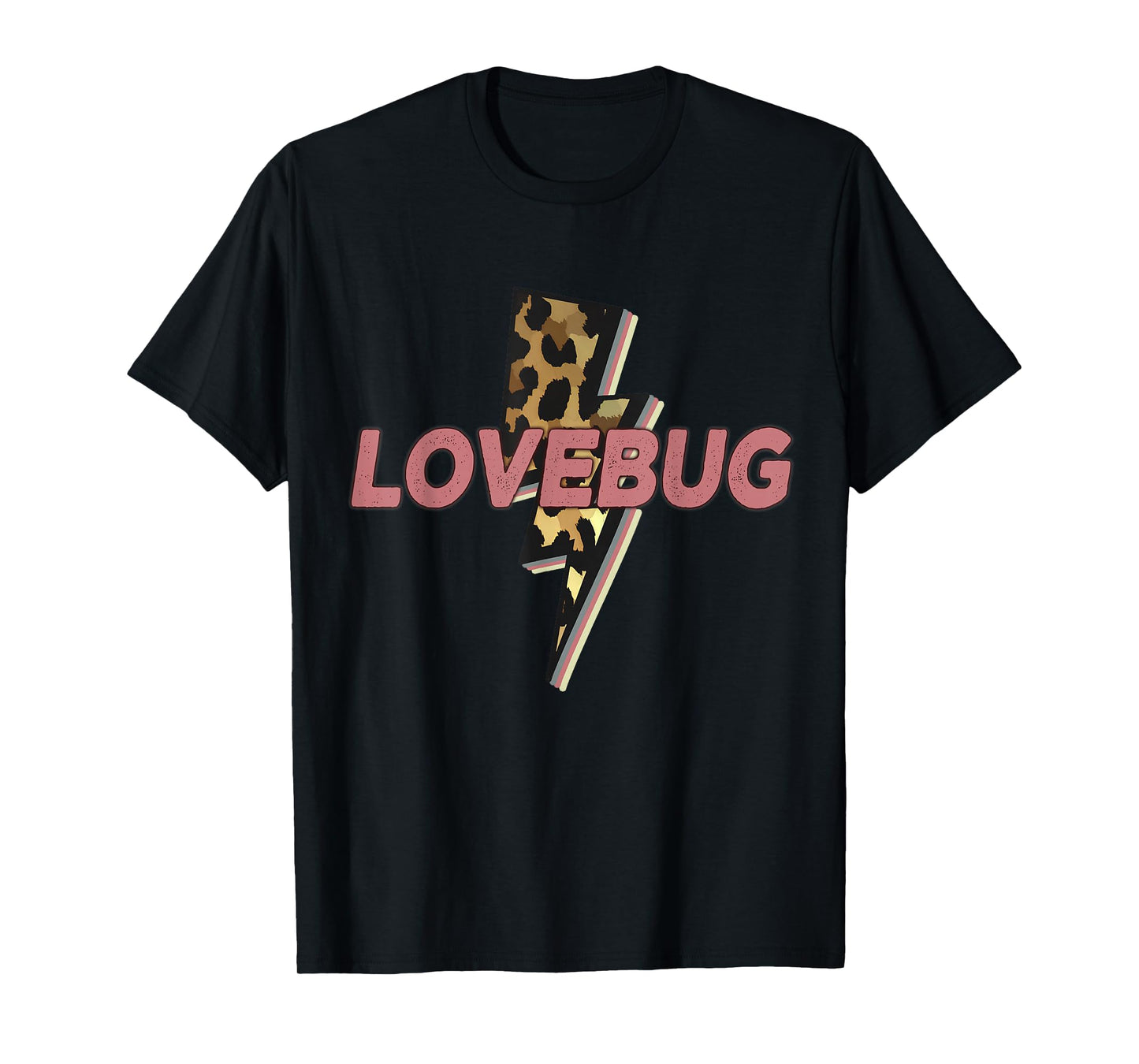 Lovebug Leopard Wife Gf Bolt Thunder Vintage Distressed T-Shirt
