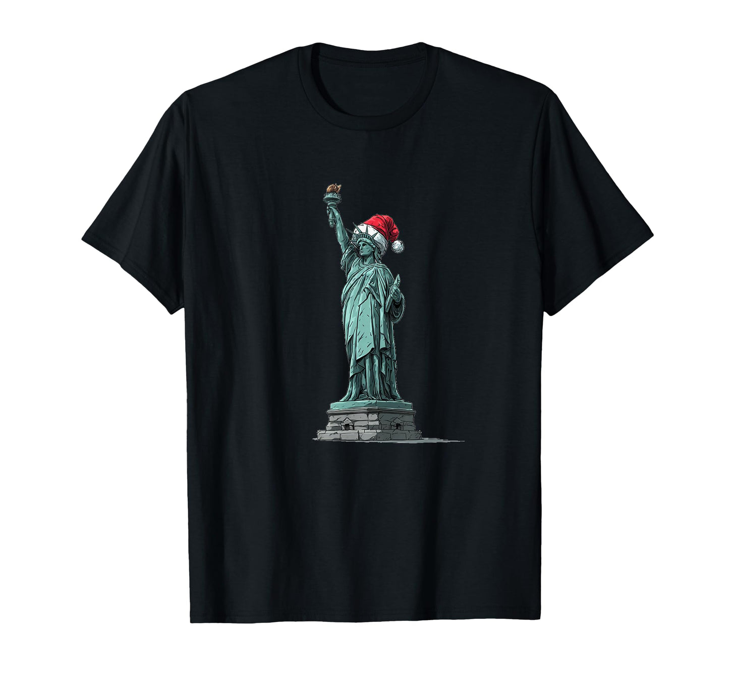 Patriotic Christmas Look with Liberty and Santa Claus Hat T-Shirt