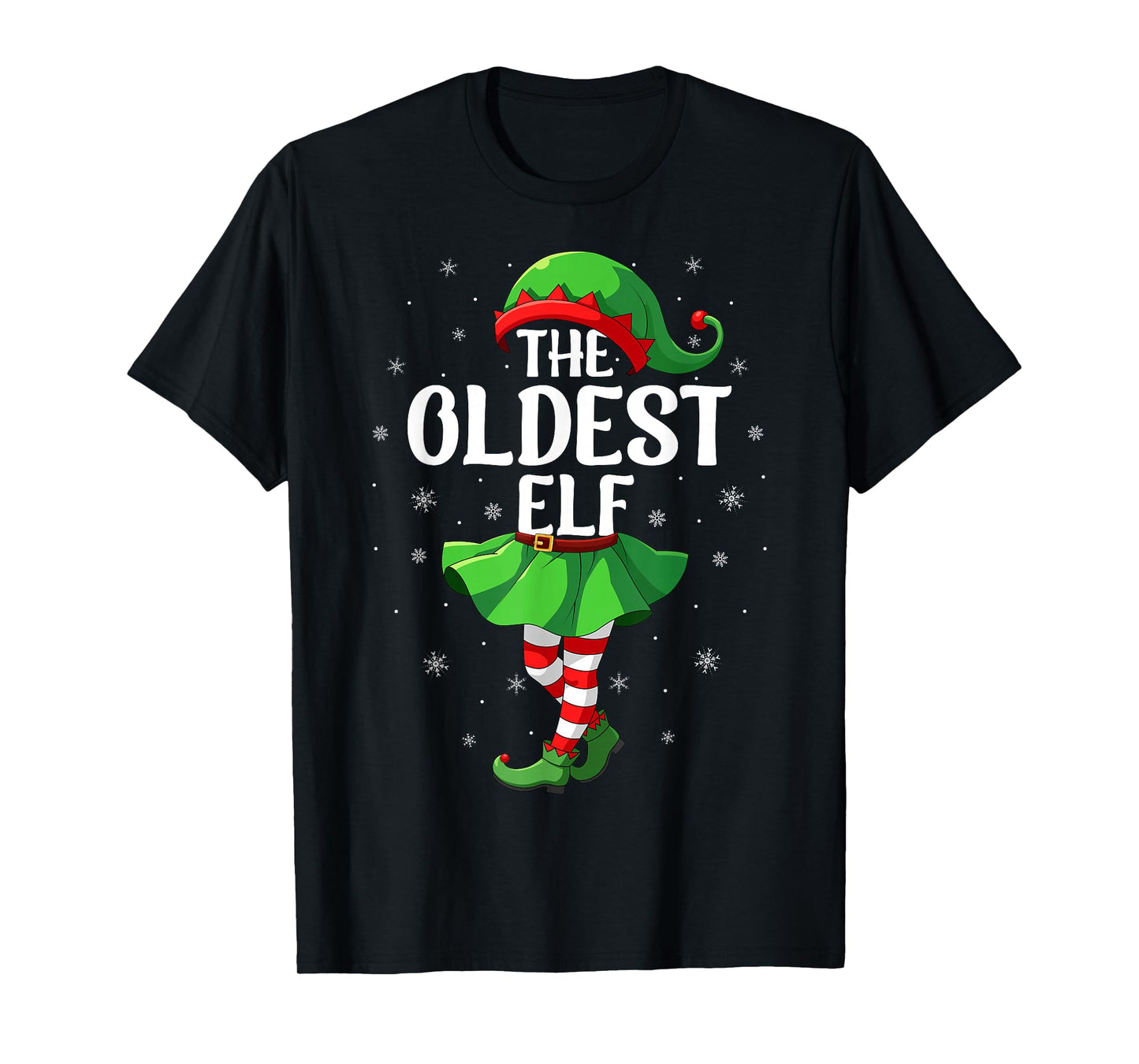 Oldest Elf Christmas Girls Women Elf Squad Xmas Family T-Shirt