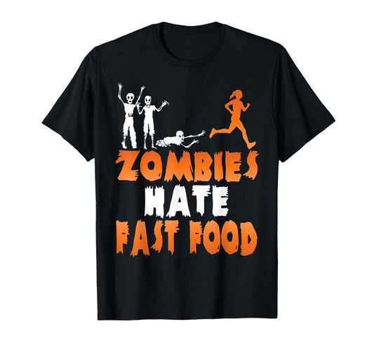 Zombies Hate Fast Food Funny Halloween Running T-Shirt