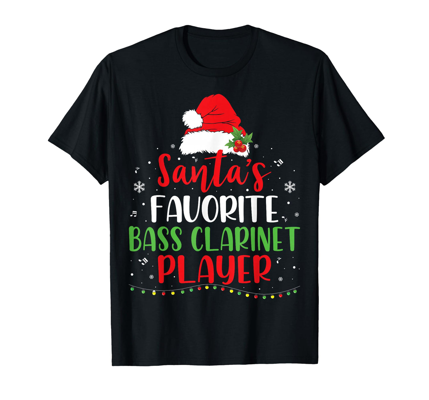 Santa's Favorite Bass Clarinet - Marching Band Christmas T-Shirt
