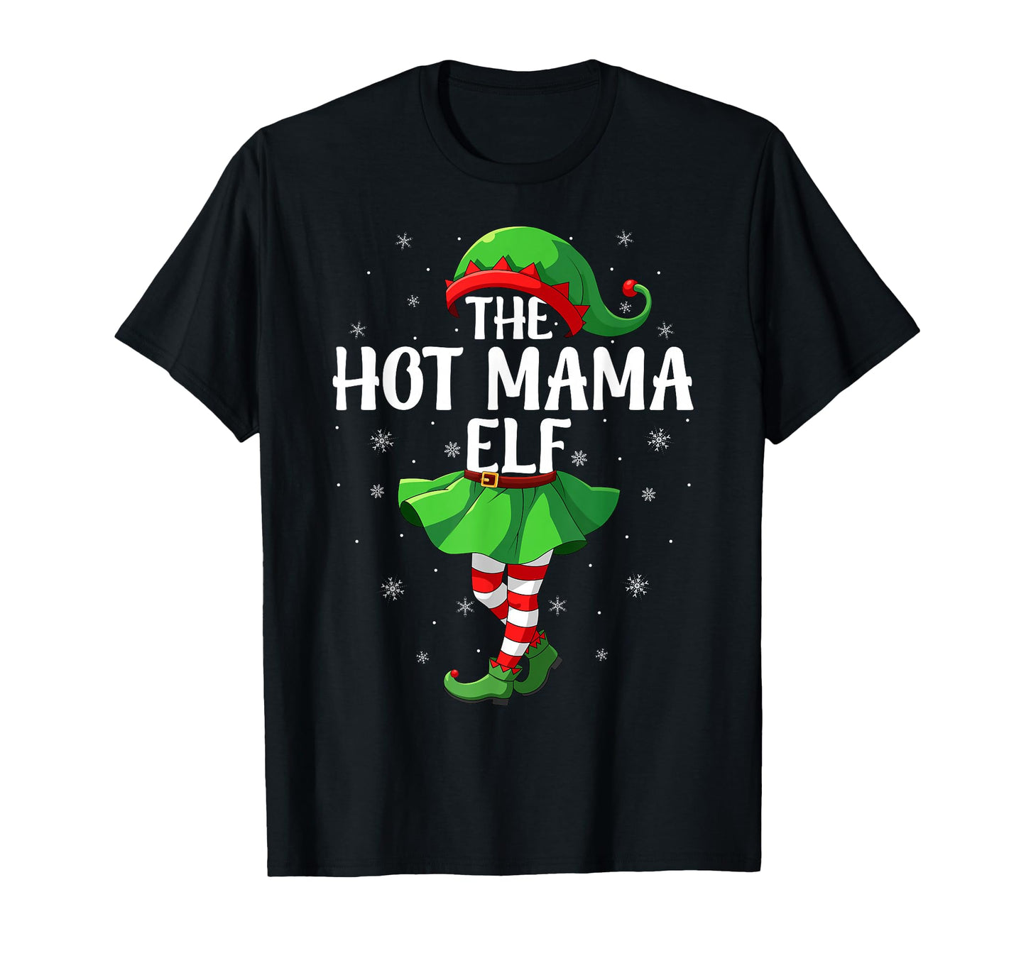 Hot Mama Elf Christmas Girls Women Elf Squad Xmas Family T-Shirt