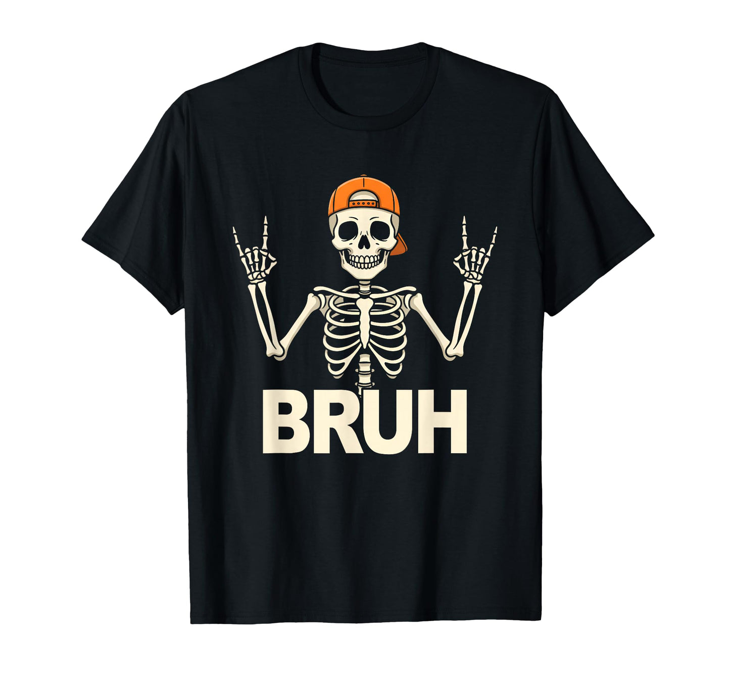 Halloween Bruh Skelton Rock Hand Funny Kids Boys Men Women T-Shirt