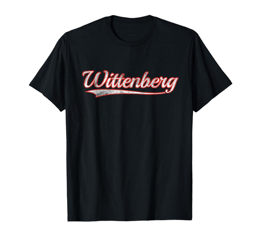 Wittenberg Vintage Varsity Distressed Throwback Style T-Shirt