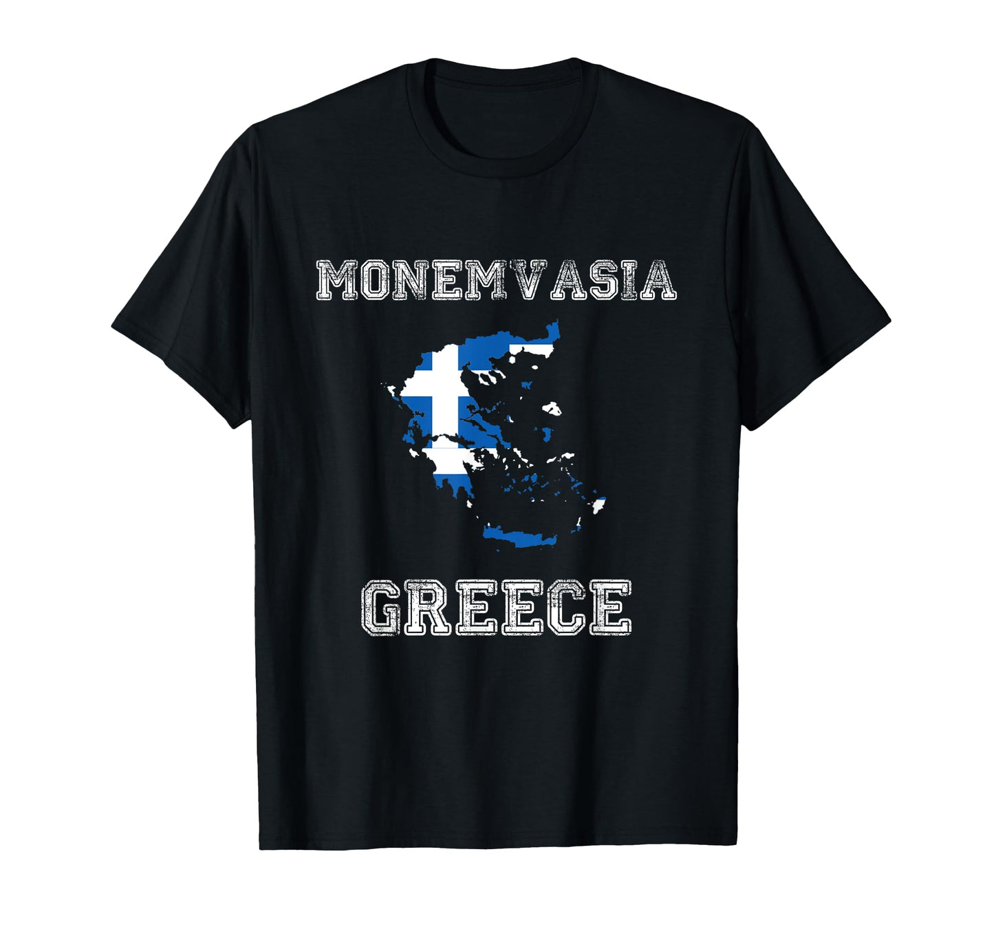 Retro Monemvasia Greece Distressed Greece Flag T-Shirt
