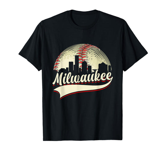 Milwaukee Cityscape Graphic Baseball Lover Player and Fans T-Shirt