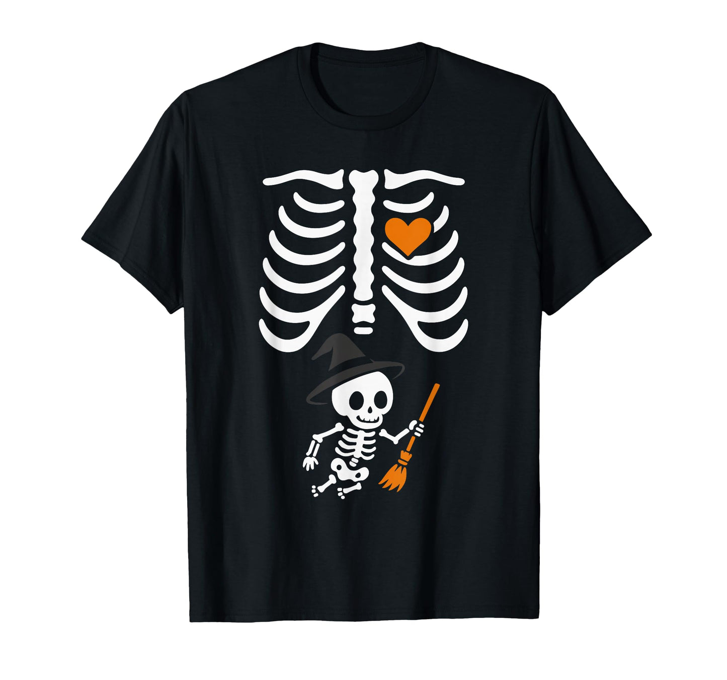 Pregnancy Baby Skeleton Witch Announcement Mom Halloween T-Shirt