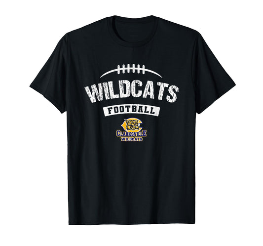Clarksville Wildcats Logo Football Distressed HS T-Shirt