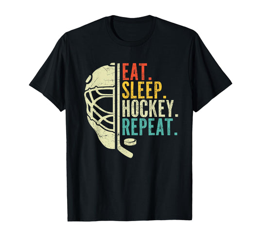Eat Sleep Hockey Repeat Funny Boys Hockey Player T-Shirt