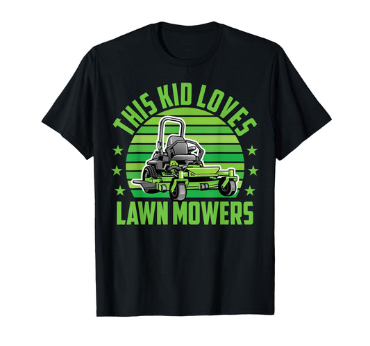 Funny Lawn Mowing Kid Loves Lawn Mower Gardening Boy Toddler T-Shirt