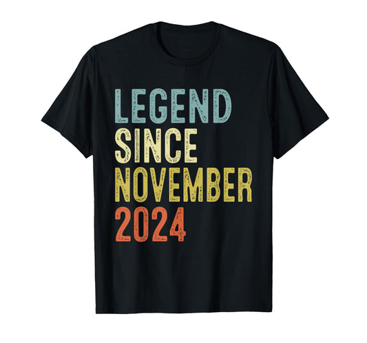 Legend Since November 2024 1st Birthday Gifts 1 Year Old T-Shirt