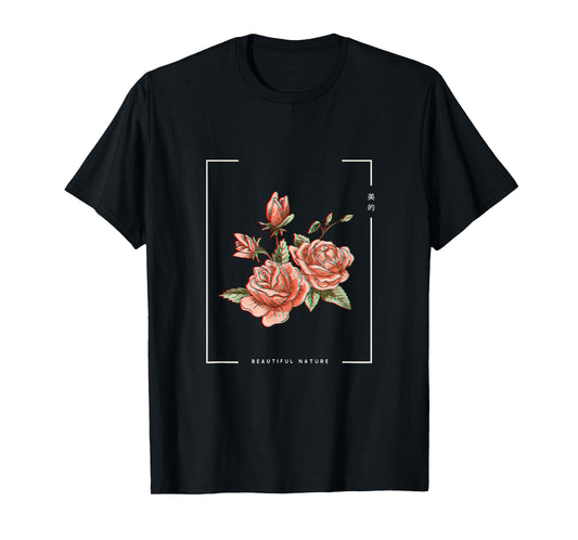 Japanese Aesthetic Vaporwave Nature Flower Glitch Anime T-Shirt
