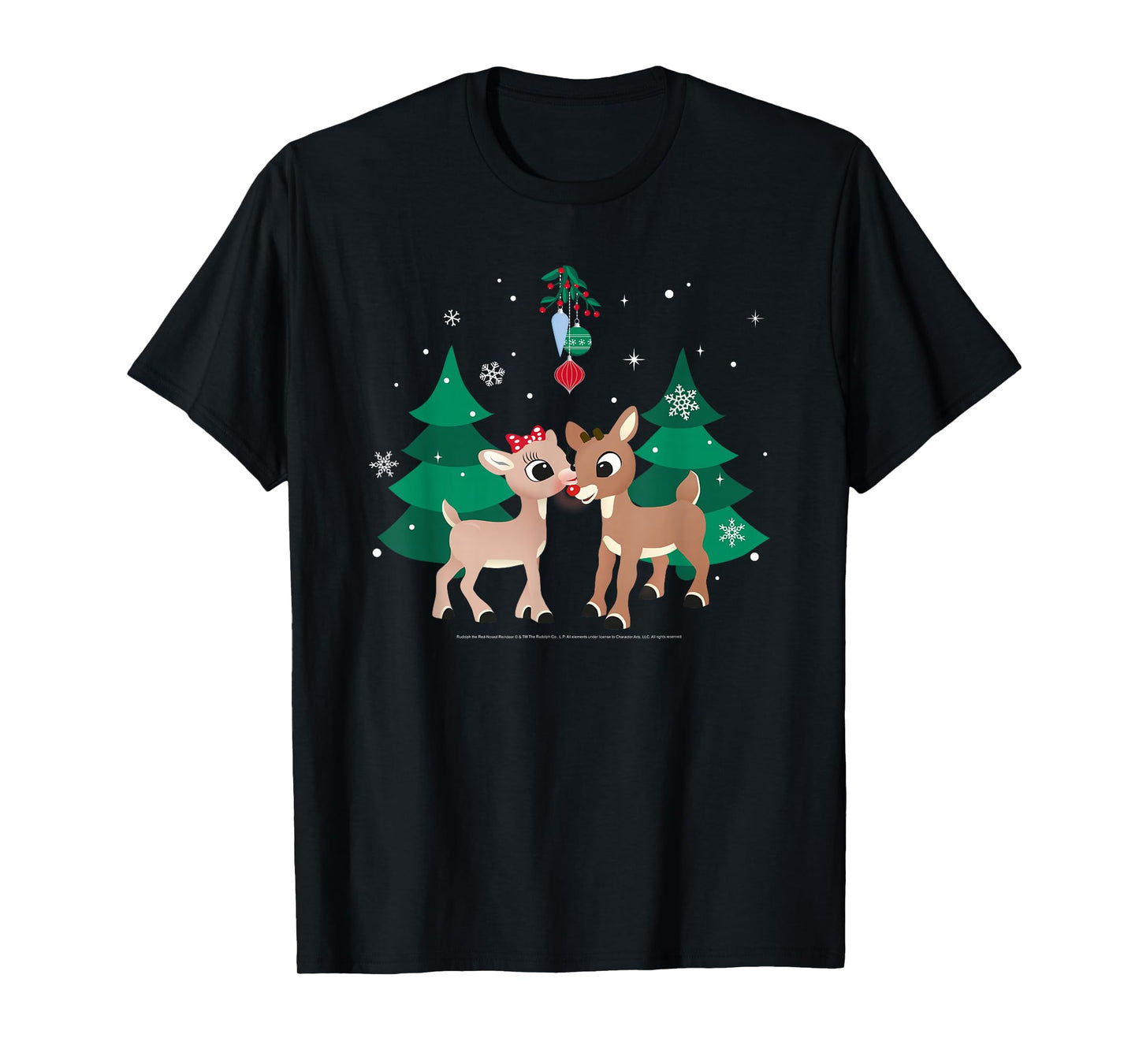 Rudolph and Clarice Fawn'd of You Mistletoe Retro Christmas T-Shirt
