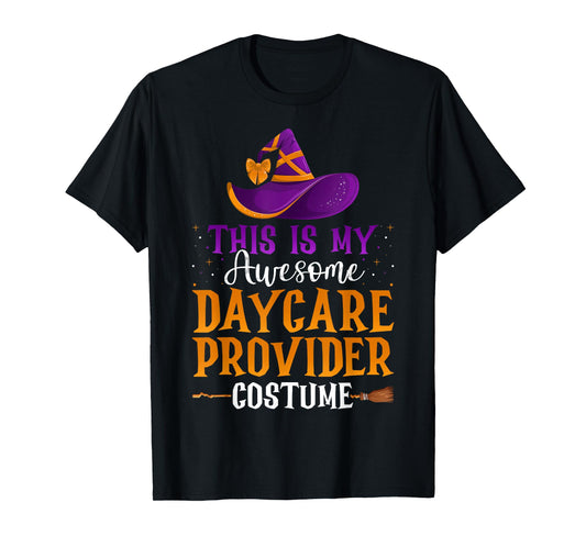Daycare Provider Halloween Costume Witch Hat Broom T-Shirt