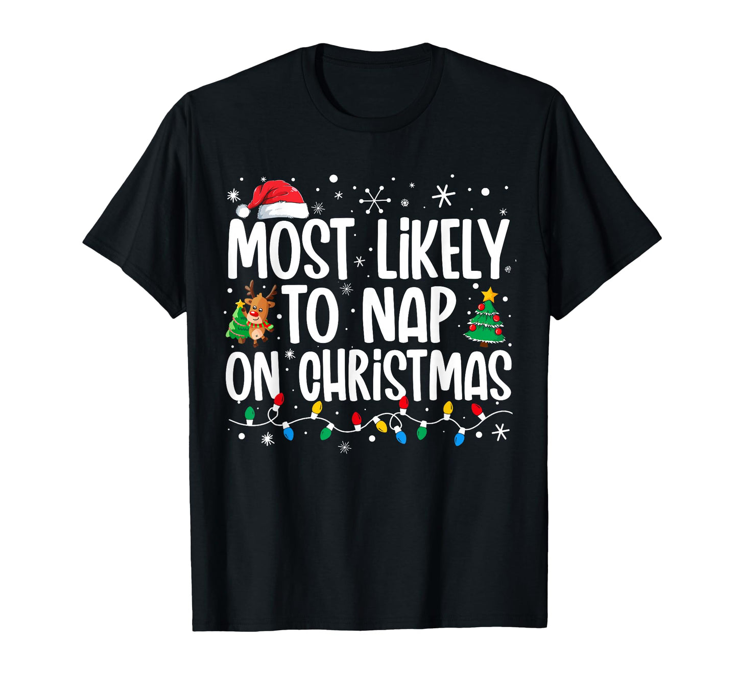Most Likely To Nap On Christmas Family Funny Matching Xmas T-Shirt