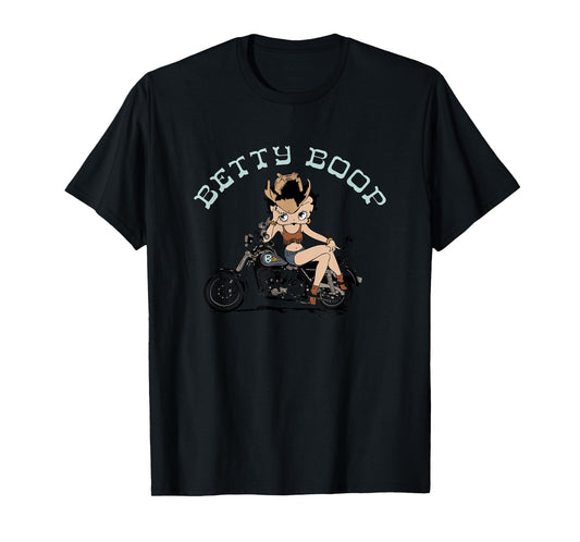 Betty Boop Western Sassy Vintage Biker Betty T-Shirt