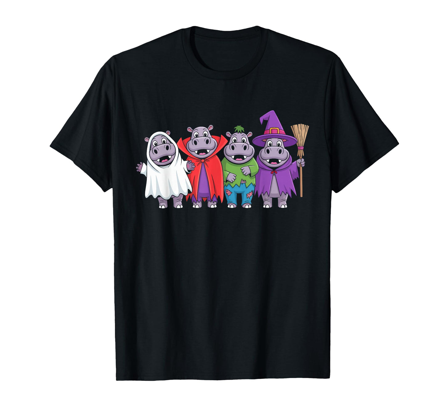 Halloween Hippo Costume Ghost Witch Zombie Kids T-Shirt