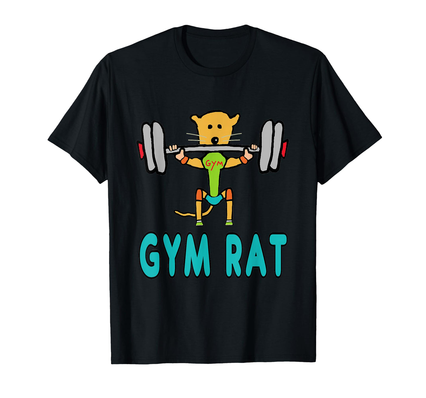 Mark Ewbie Designs Gym Rat T-Shirt - Black, Unisex, Short Sleeve, Classic Fit, Cotton Blend, Small
