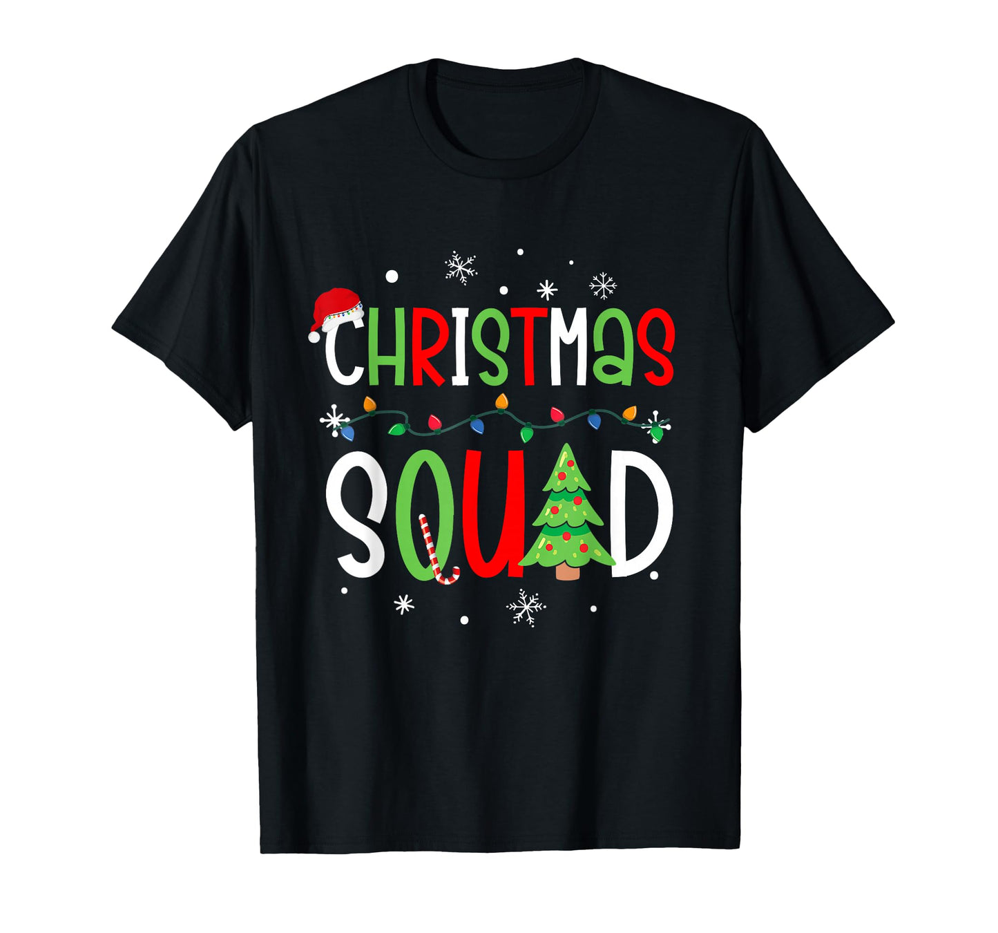 Christmas Squad Matching Family Holiday Lights Tree T-Shirt