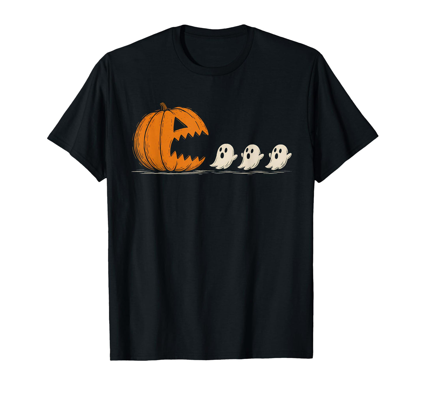 Halloween Gamer Pumpkin Eating Ghost Costume Men Boys Kids T-Shirt