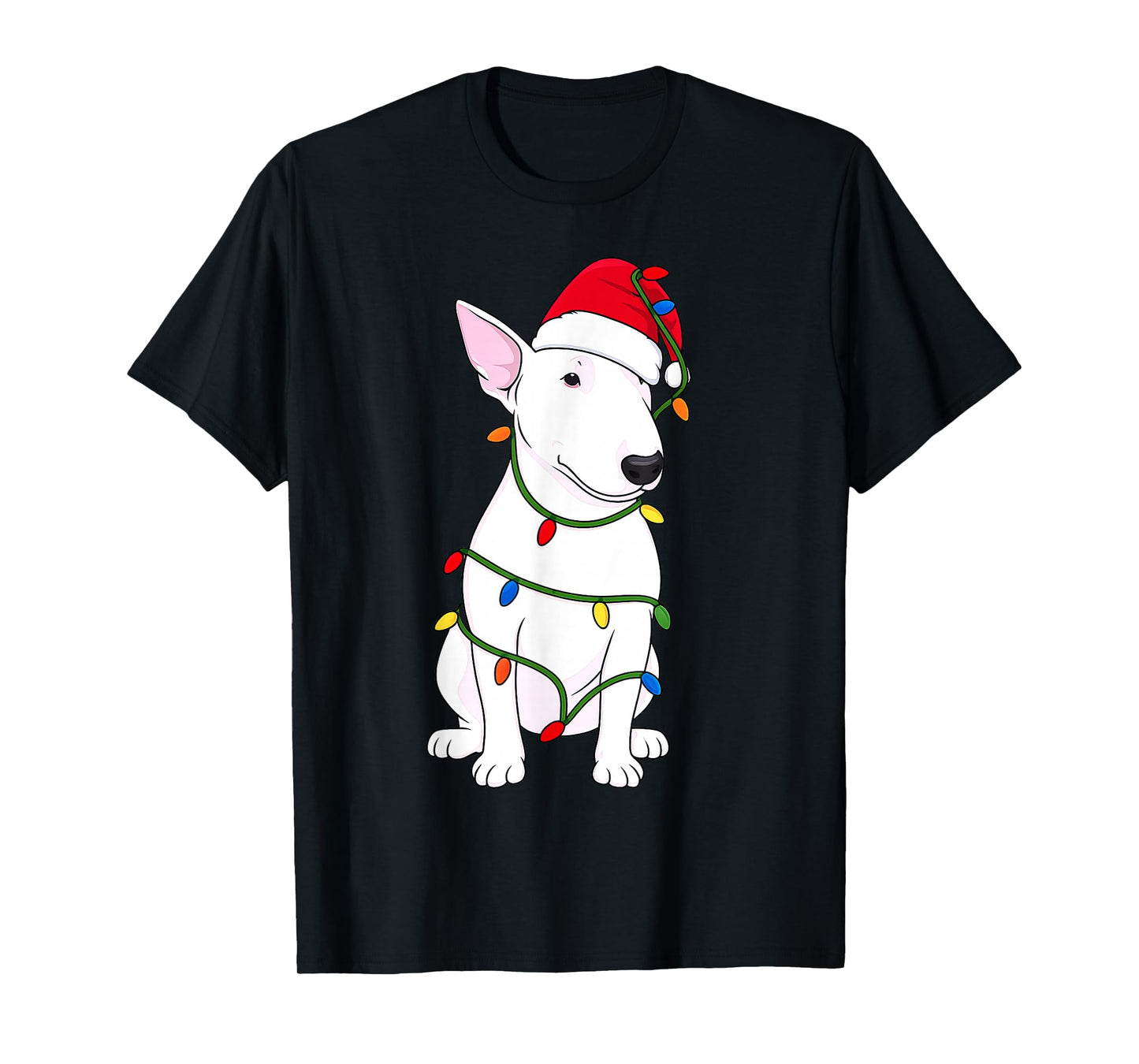 English Bull Terrier Christmas Tree Lights Holiday Dog Lover T-Shirt