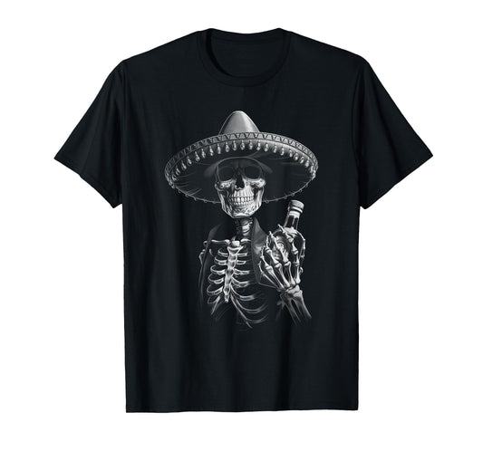 Vintage Mariachi Skeleton Charro Mexican Tequila Party T-Shirt