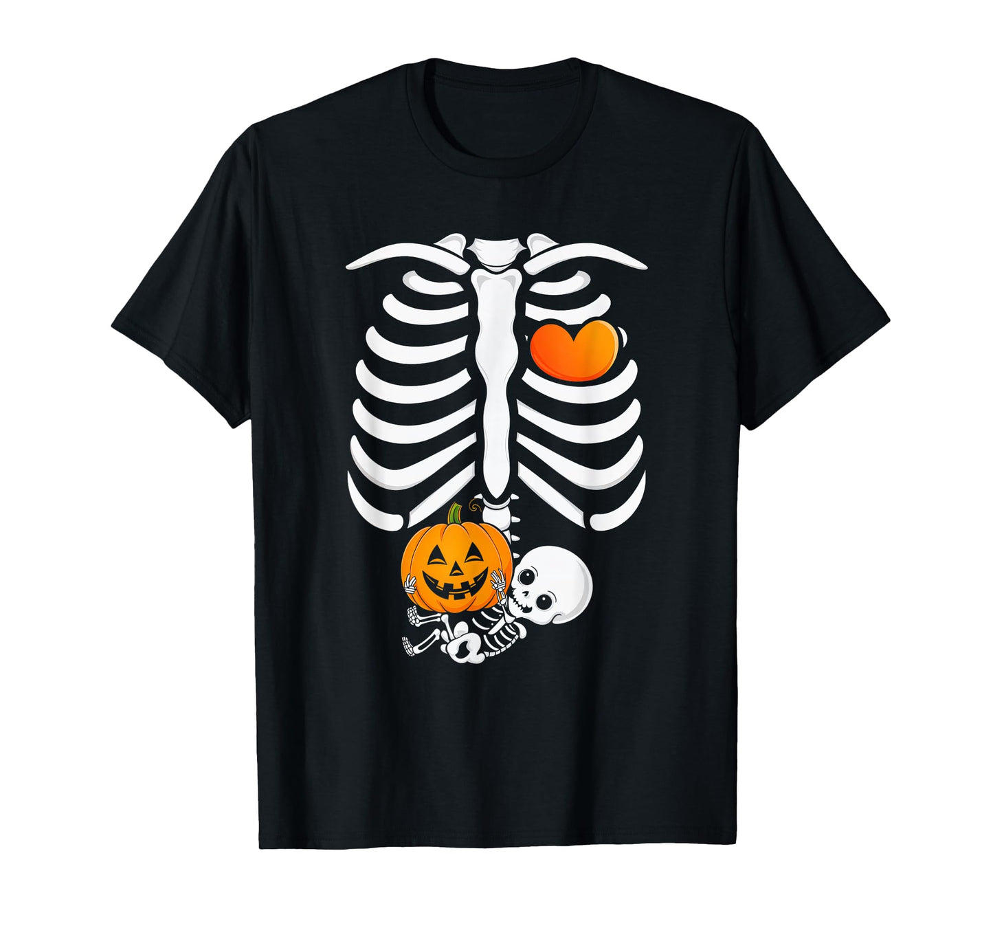 Pregnant Skeleton Halloween Mommy Baby Announcement T-Shirt