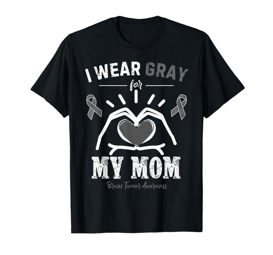 I Wear Gray for my Mom Vintage Brain Tumor Awareness T-Shirt