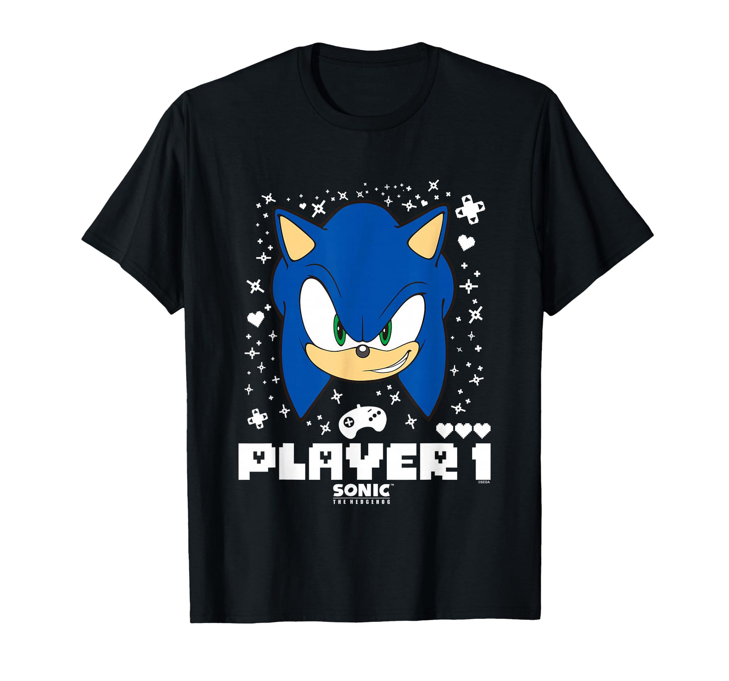 Sonic The Hedgehog Valentine's Day Player 1 Sonic Big Face T-Shirt