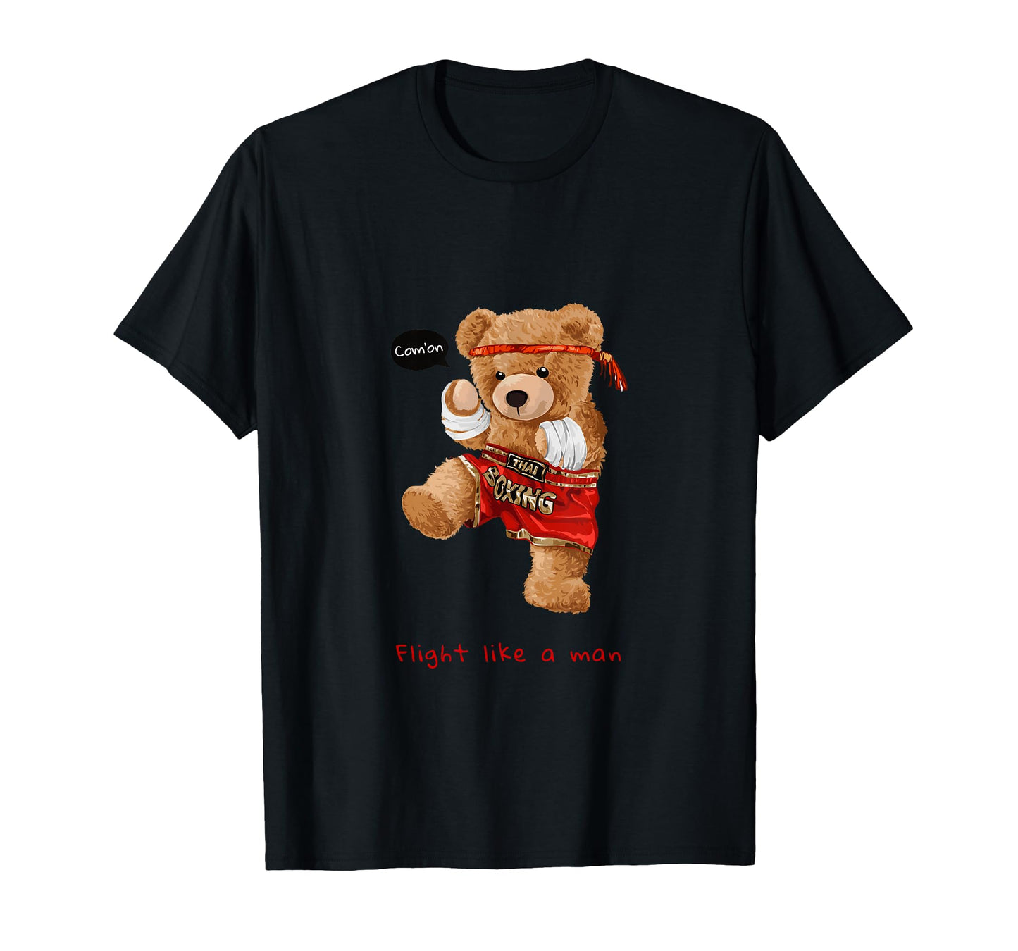 Cool Teddy Bear Man Boxing Fight Style Illustration Graphic T-Shirt