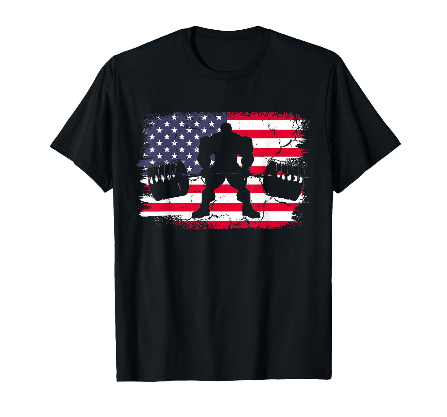 Gym Deadlift Powerlift With USA American Flag T-Shirt