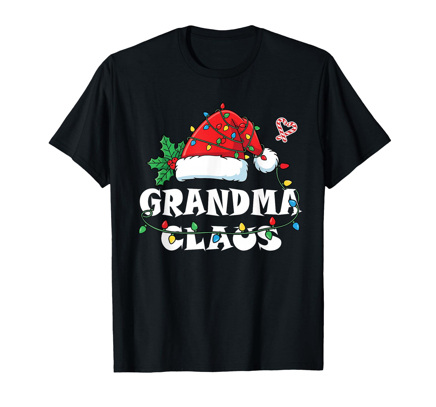 Grandma Claus Christmas Lights Santa Family Matching Women T-Shirt