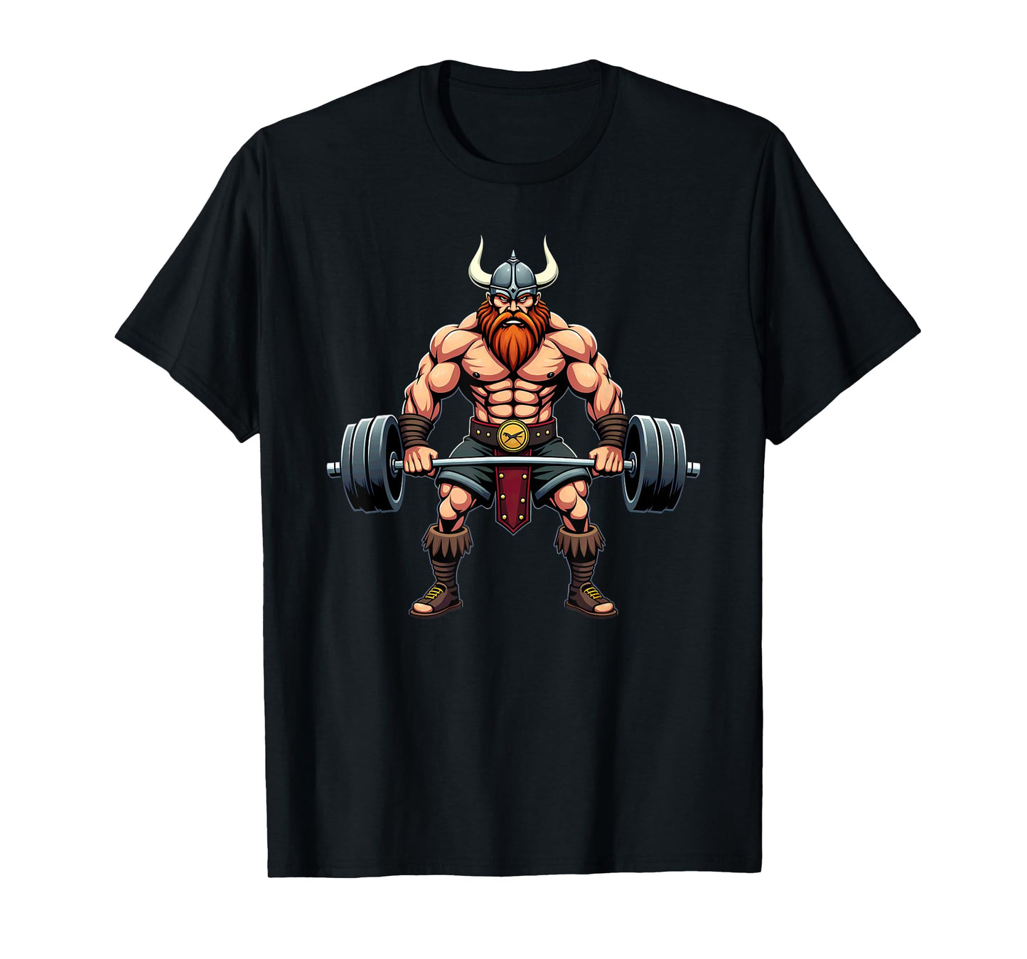 Fitness Viking Gymer Bodybuilder Unisex-Adults Workout Gym Viking Deadlift Weightlifting T-Shirt Black Short Sleeve T-Shirt Small