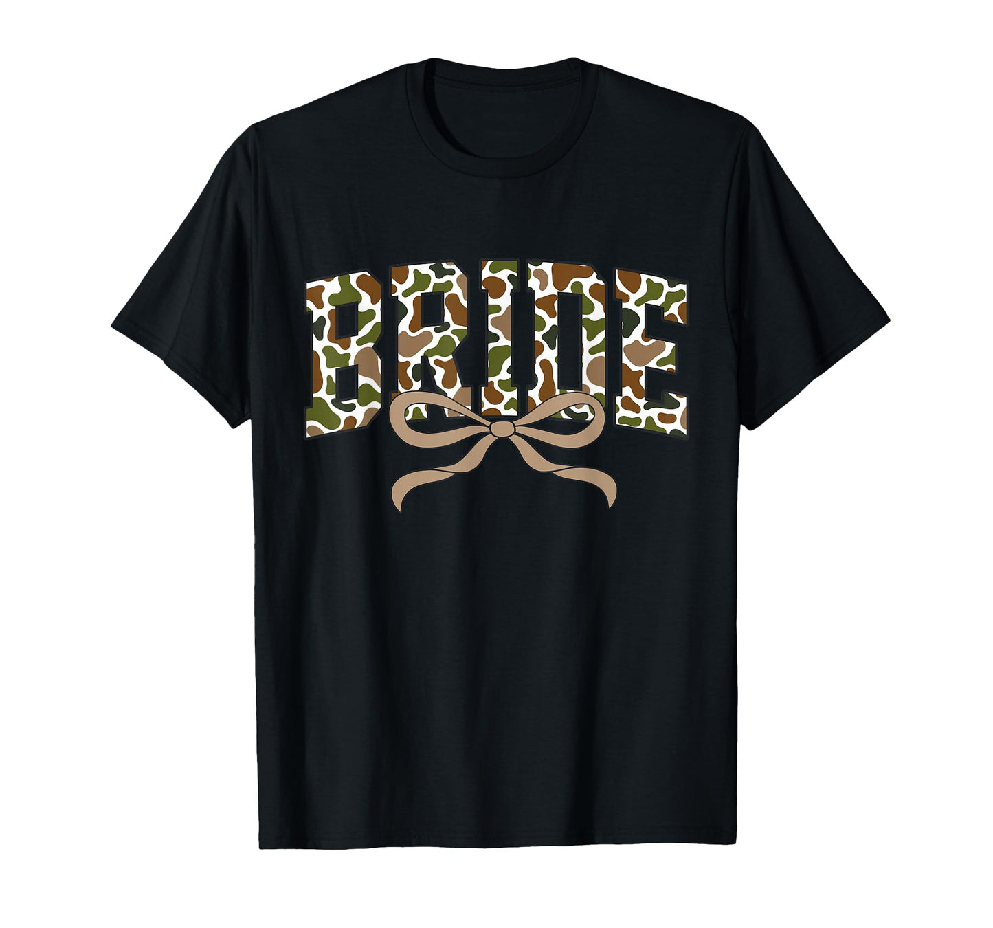 Vintage Camo Bride Coquette Bow Camouflage Engagement Party T-Shirt