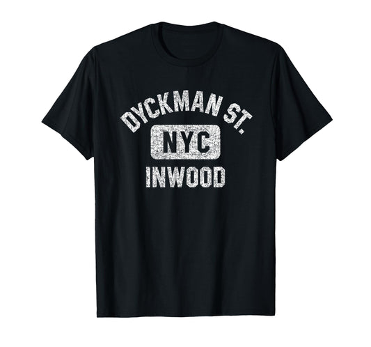 Dyckman Street Inwood Gym Style Distressed White Print T-Shirt