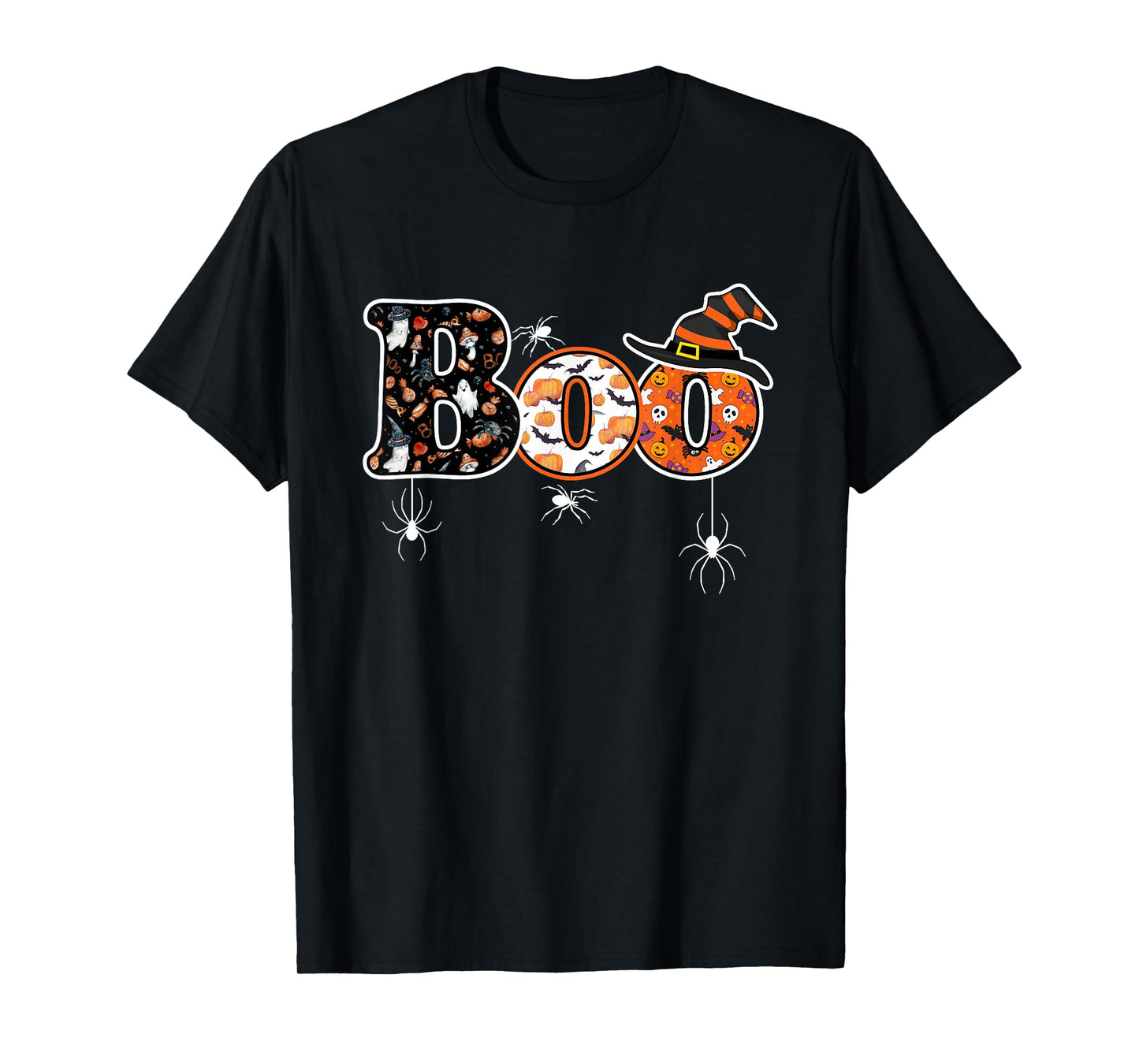Funny Halloween Boo Owl with Witch Hat Spiders Boy Girl Kids T-Shirt