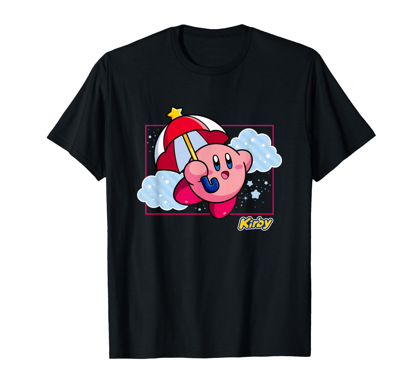 Kirby Magical Umbrella Pastel Cloudy Panel T-Shirt