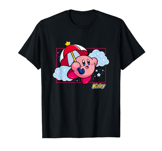 Kirby Magical Umbrella Pastel Cloudy Panel T-Shirt