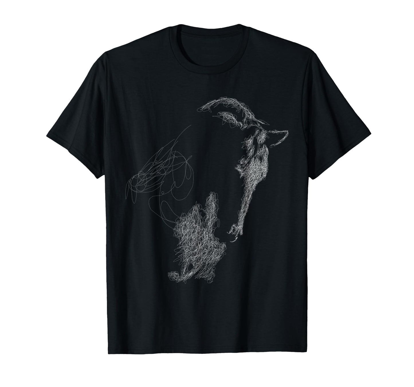 horse head scribble black art face for lover horses taming T-Shirt
