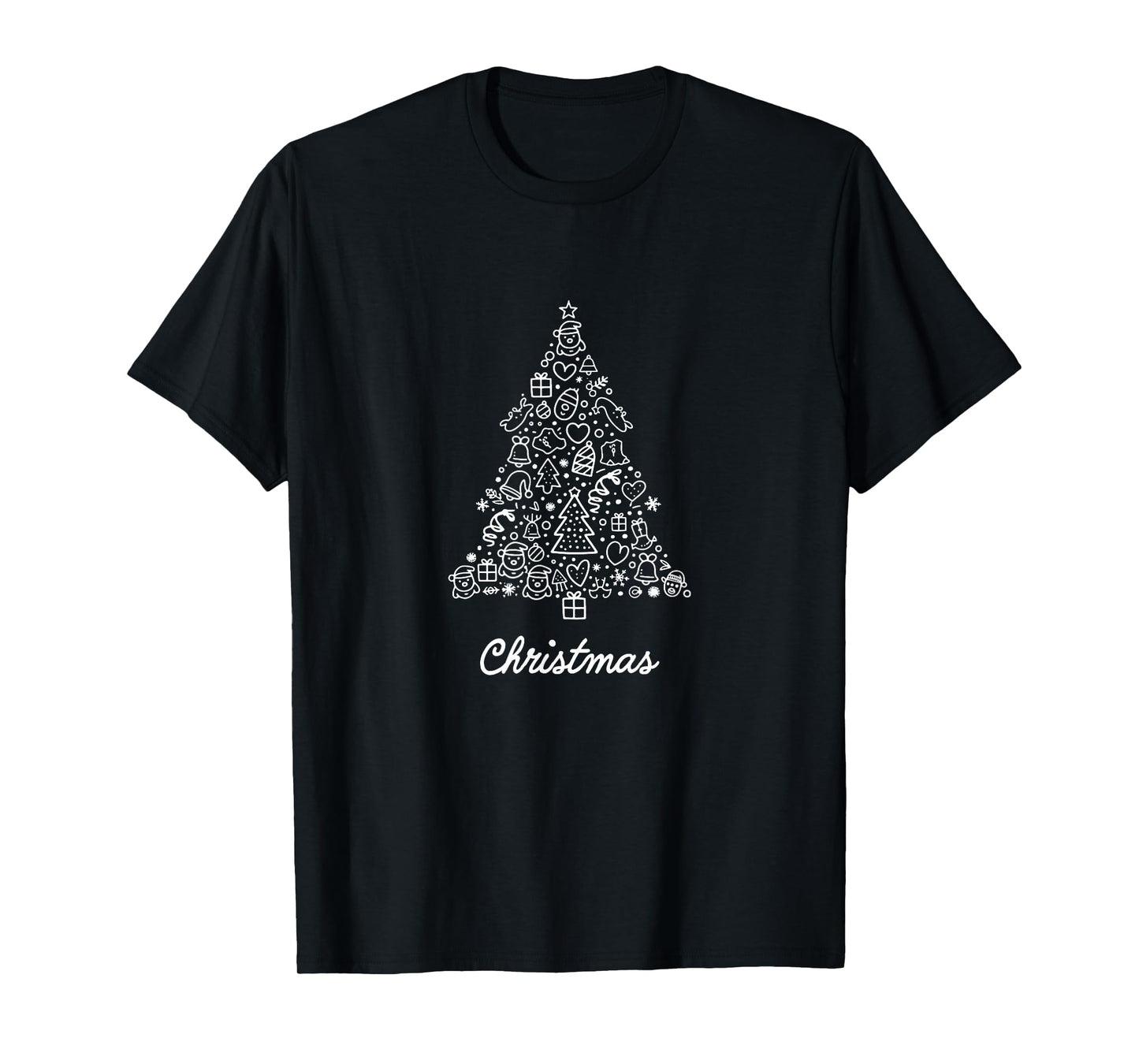 Christmas Doodles Mom Artwork Simple Xmas Tree Graphic T-Shirt