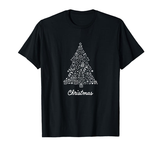 Christmas Doodles Mom Artwork Simple Xmas Tree Graphic T-Shirt
