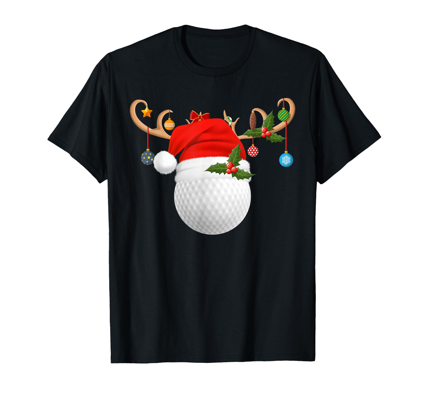 Golf Christmas Pajamas Reindeer Santa Hat Sports Player Xmas T-Shirt