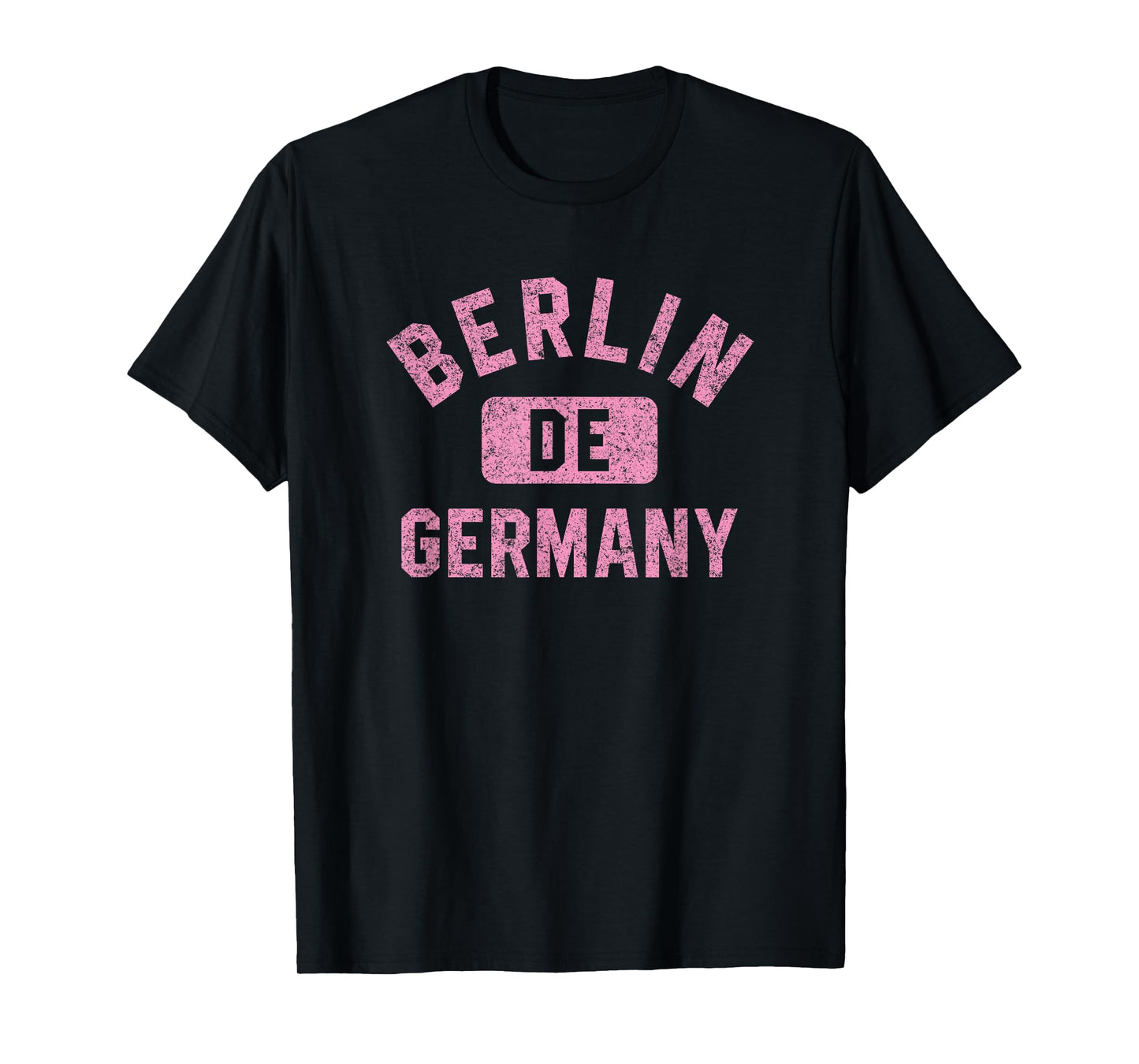 Berlin Germany DE Gym Style Distressed Pink Print T-Shirt